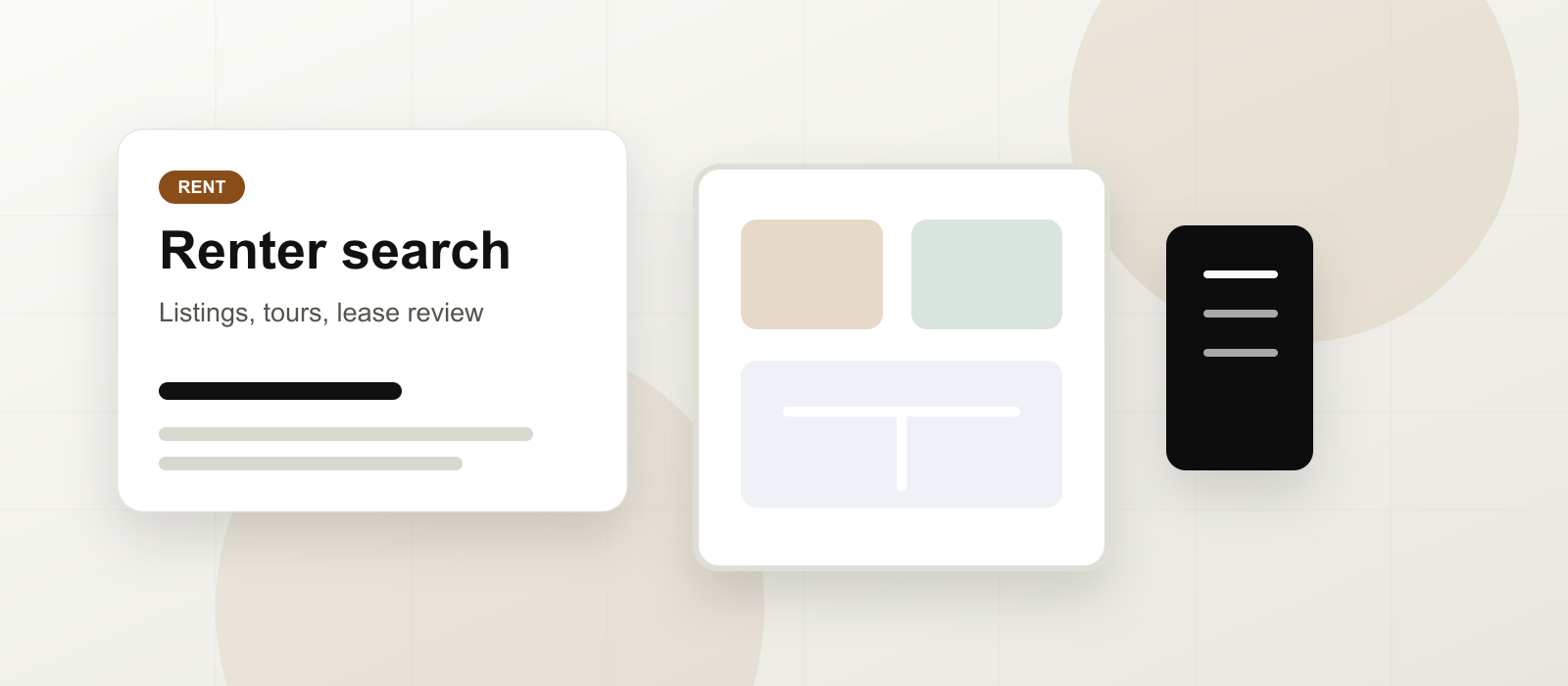 Renter search plan with listings, tours, and lease review